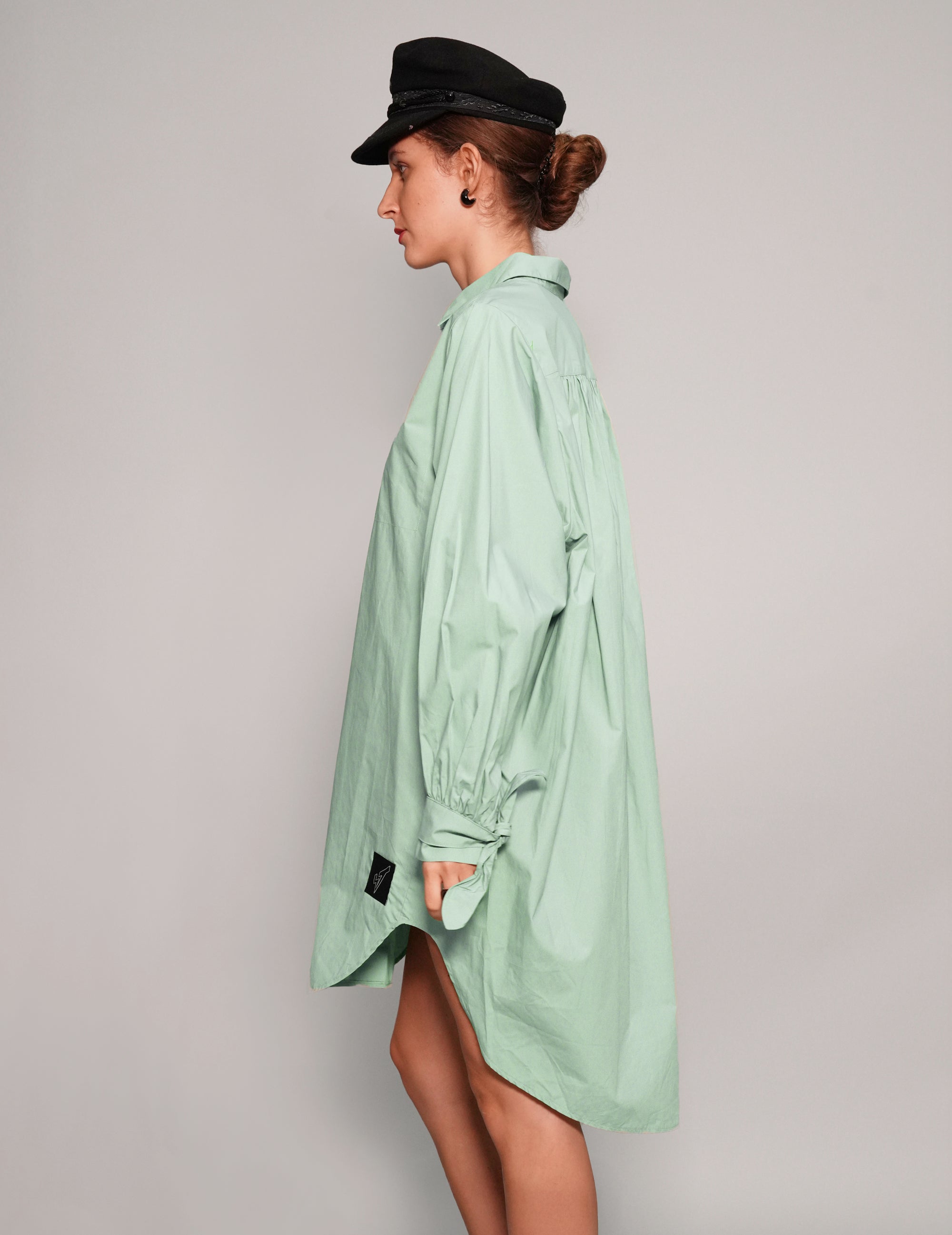 Women's Oversized Shirt Dress in Mint Green | Stuart Trevor