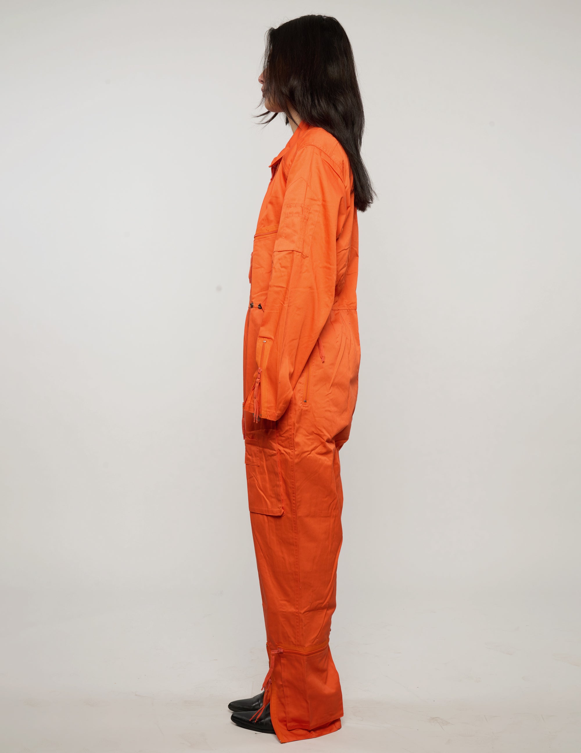 Military Style Jumpsuit in Orange
