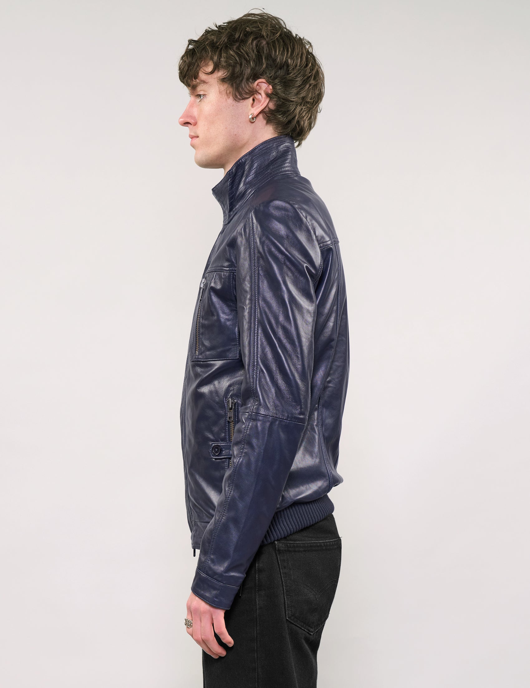 IMMORTAL Marineblaue Lederjacke