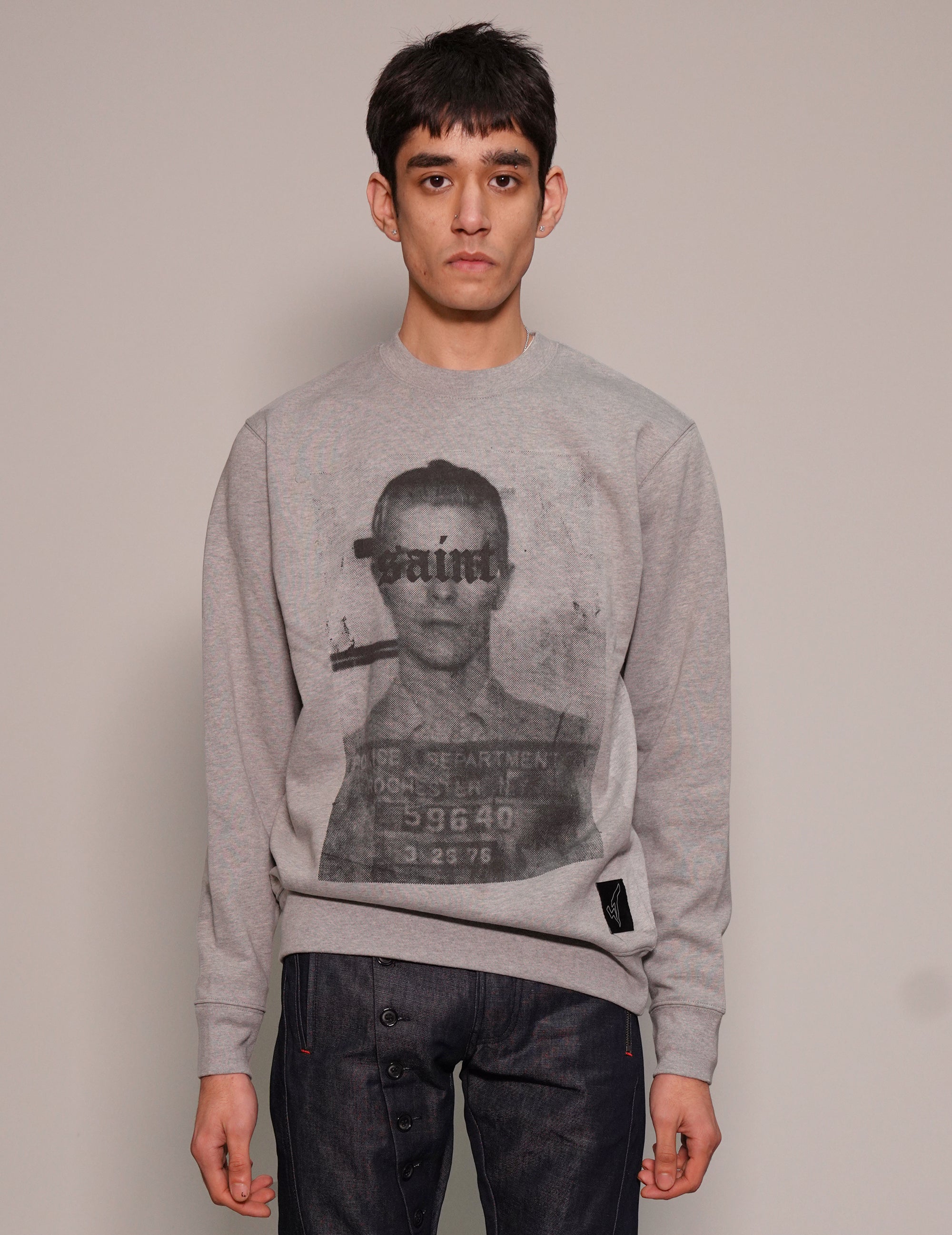 David Bowie "Saint" Sweatshirt in Grey