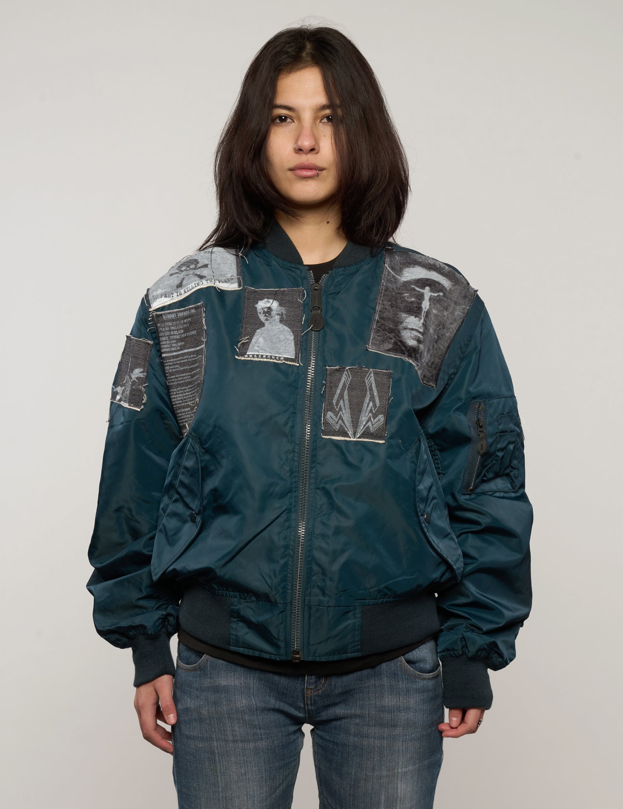 MA-1 Light Weight Patched Bomber Jacket in Navy
