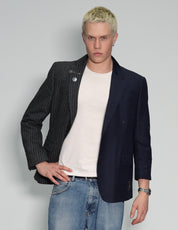 Pinstripe and Navy 50/50 Blazer