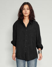 Party Back Shirt - Black Lace - Black Cotton
