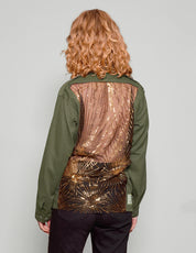 Party Back Shirt - Gold Sequin - Khaki