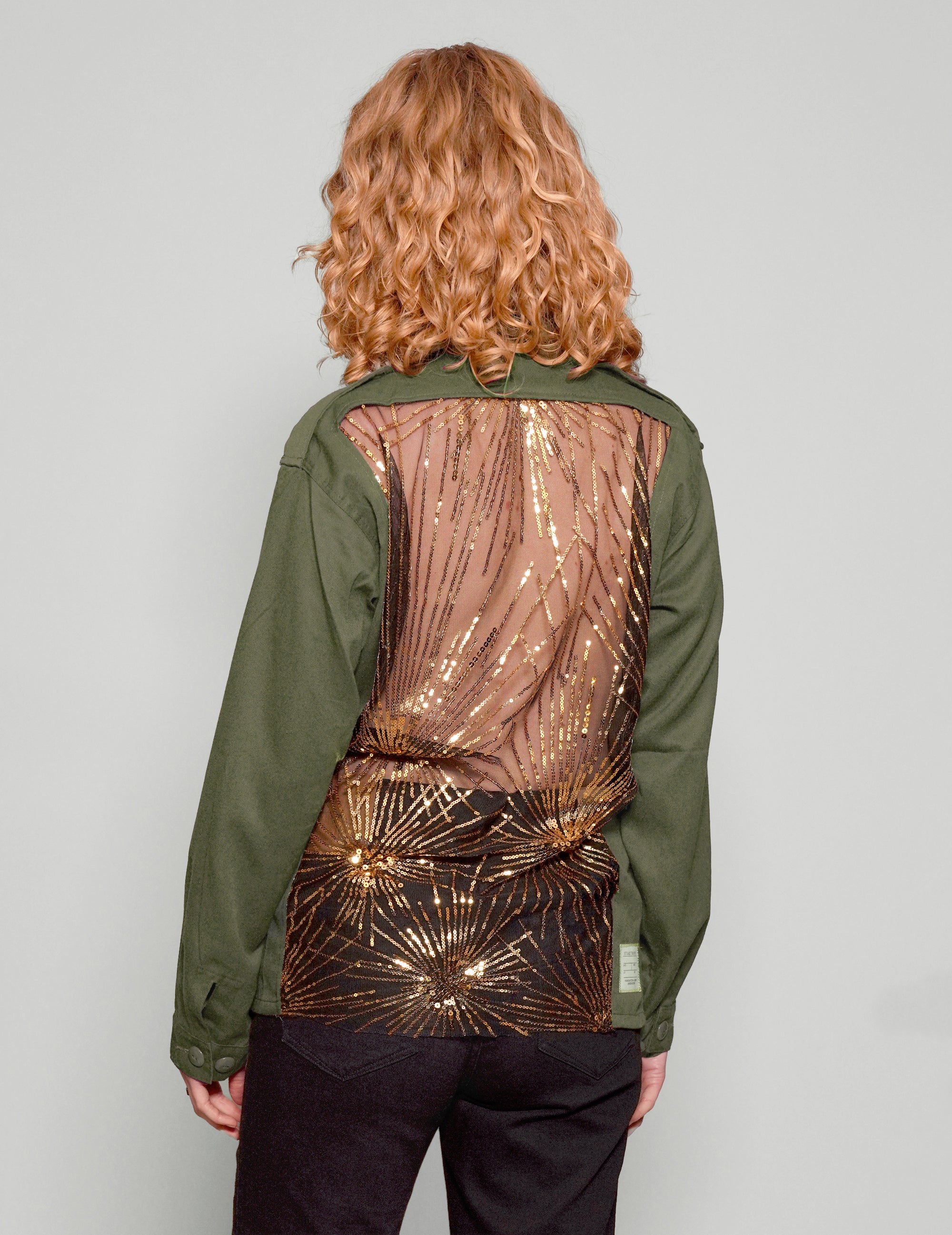 Party Back Shirt Gold Sequin