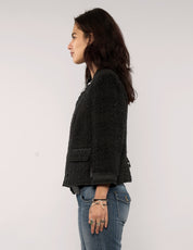 Vintage Tweed Tape Trim Cropped Jacket