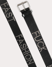 Black Leather Studded Belt with 'Fuck Fast Fashion' | Stuart Trevor
