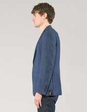 ST Navy Herringbone Wool Blazer
