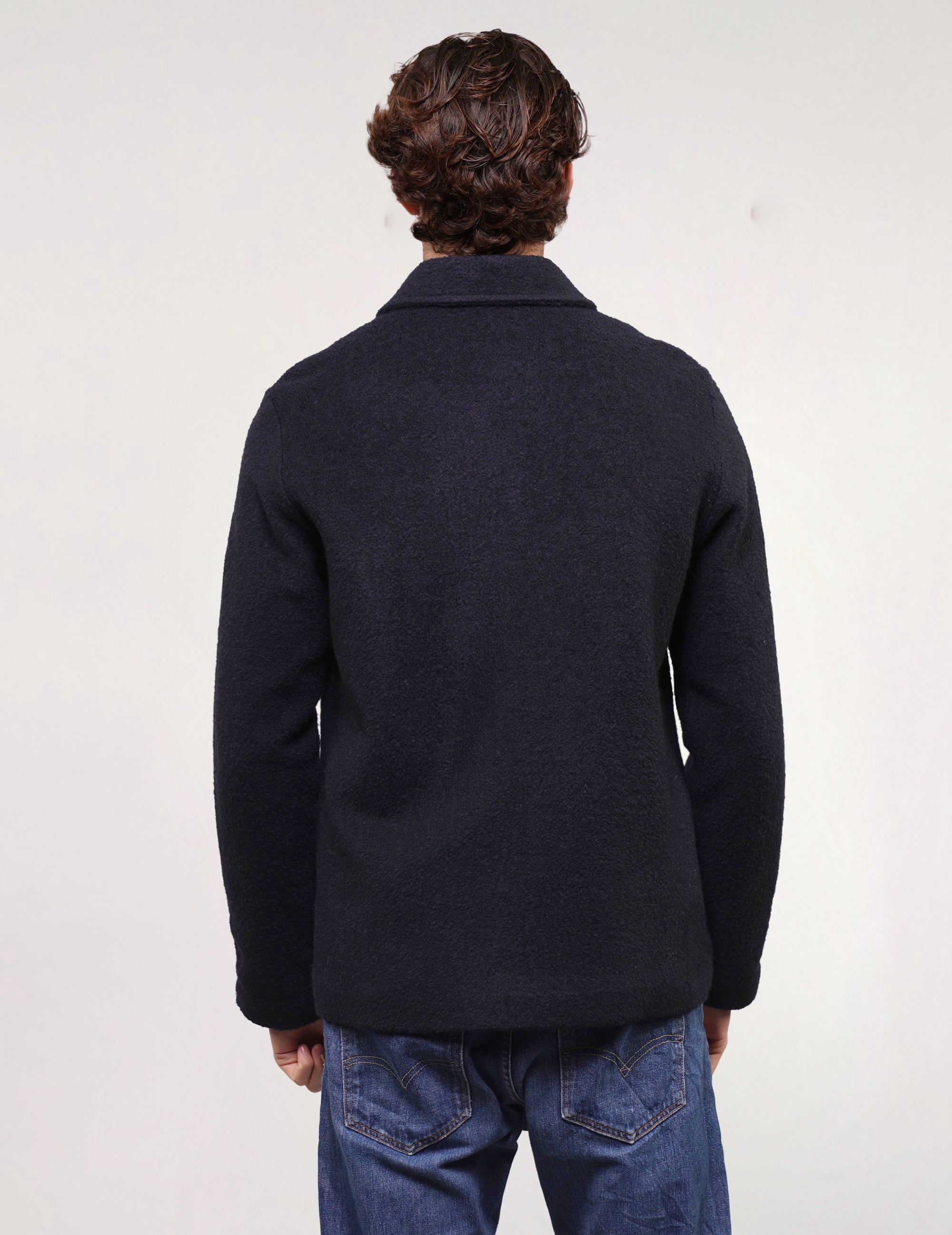 Reiss Textured Wool Jacket in Navy