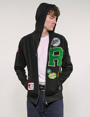 Limited Edition Patched Zip Hoodie in Black
