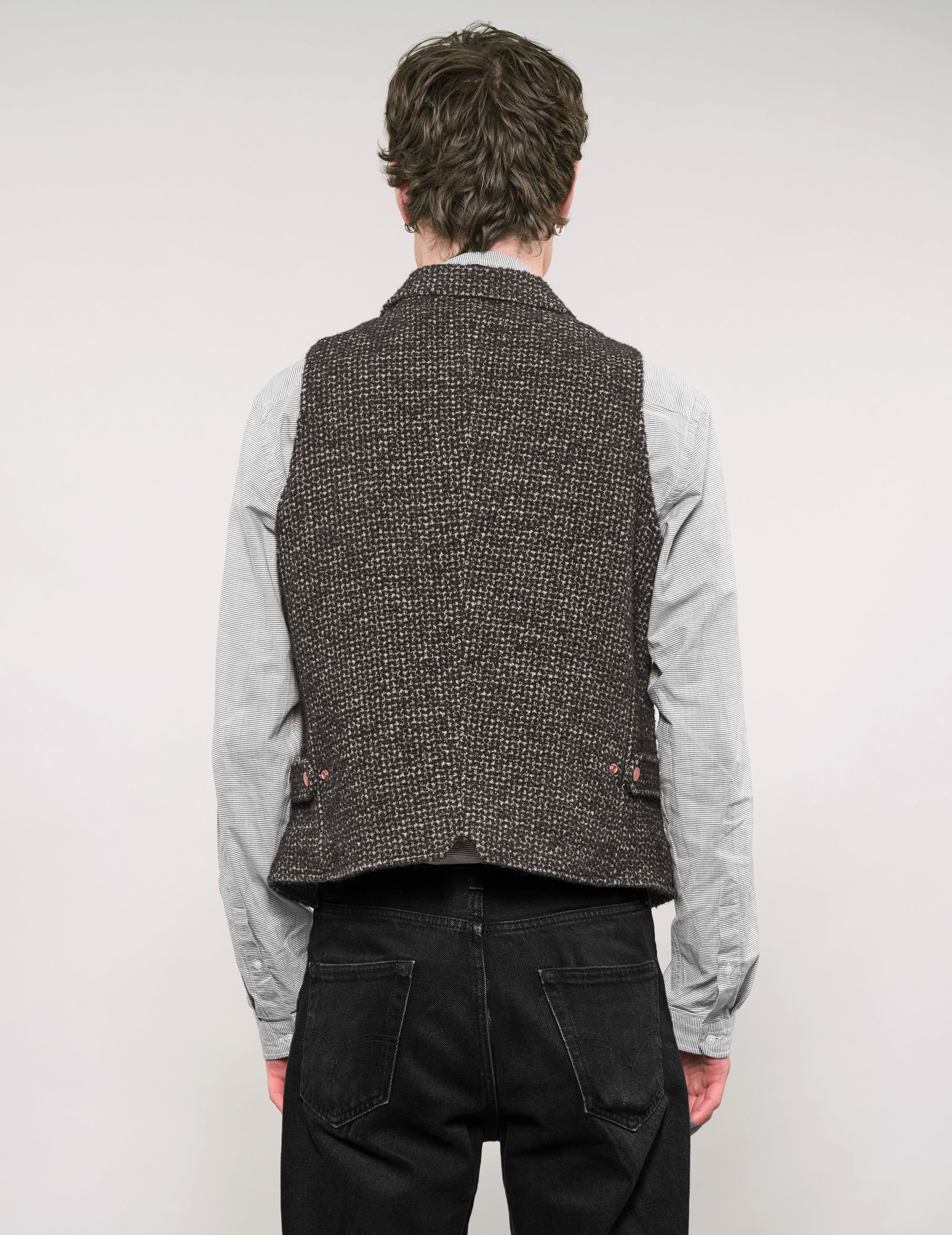 IMMORTAL Black and White Bouclé Tweed Waistcoat