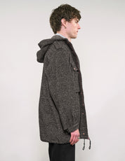 IMMORTAL Hooded Parka in Tweed Charcoal and Black