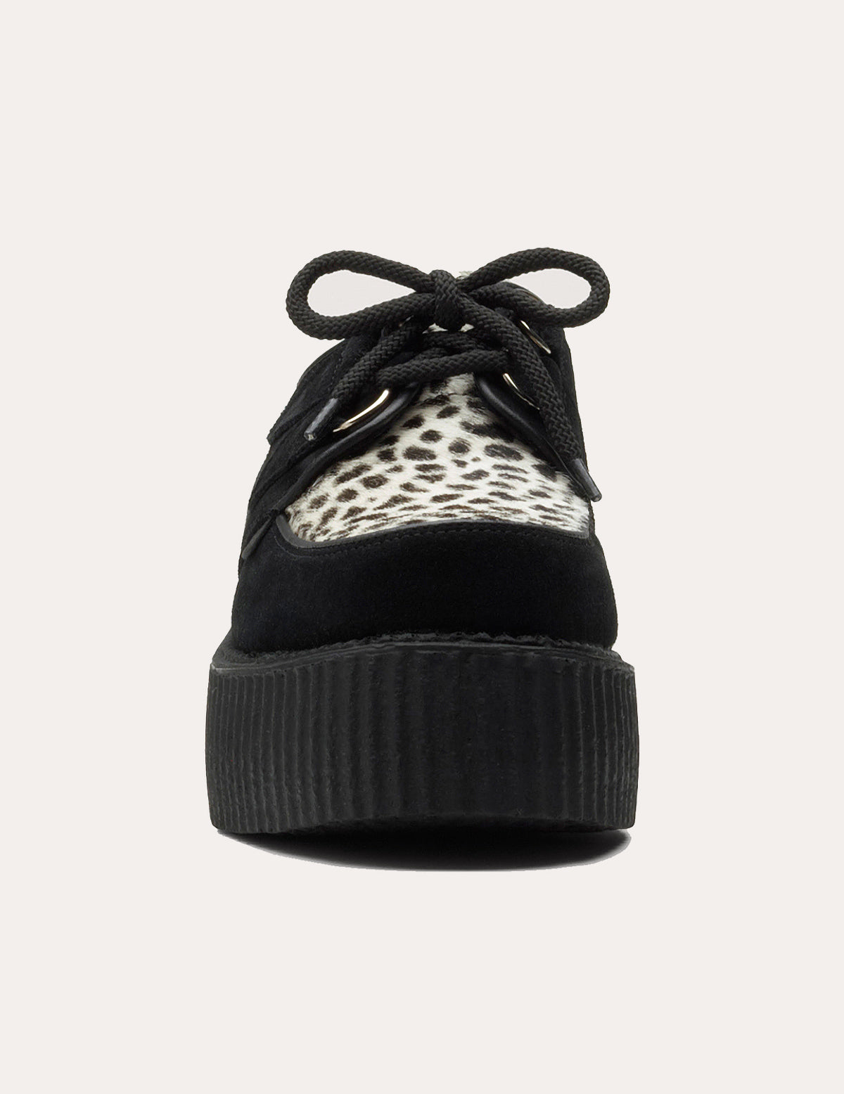Underground Wulfrun Single Sole Creeper Schuhe aus schwarzem Leoparden-Wildleder