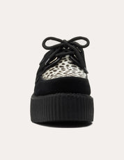 Underground Wulfrun Single Sole Creeper Schuhe aus schwarzem Leoparden-Wildleder