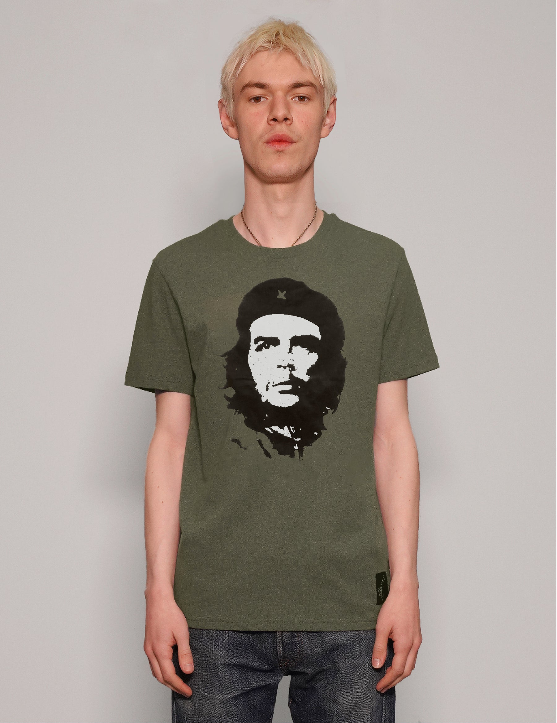 Men's Graphic T-Shirt with Che Guevara Print in Khaki Green | Stuart Trevor