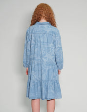 'Peace' Laser Printed Light Blue Dress