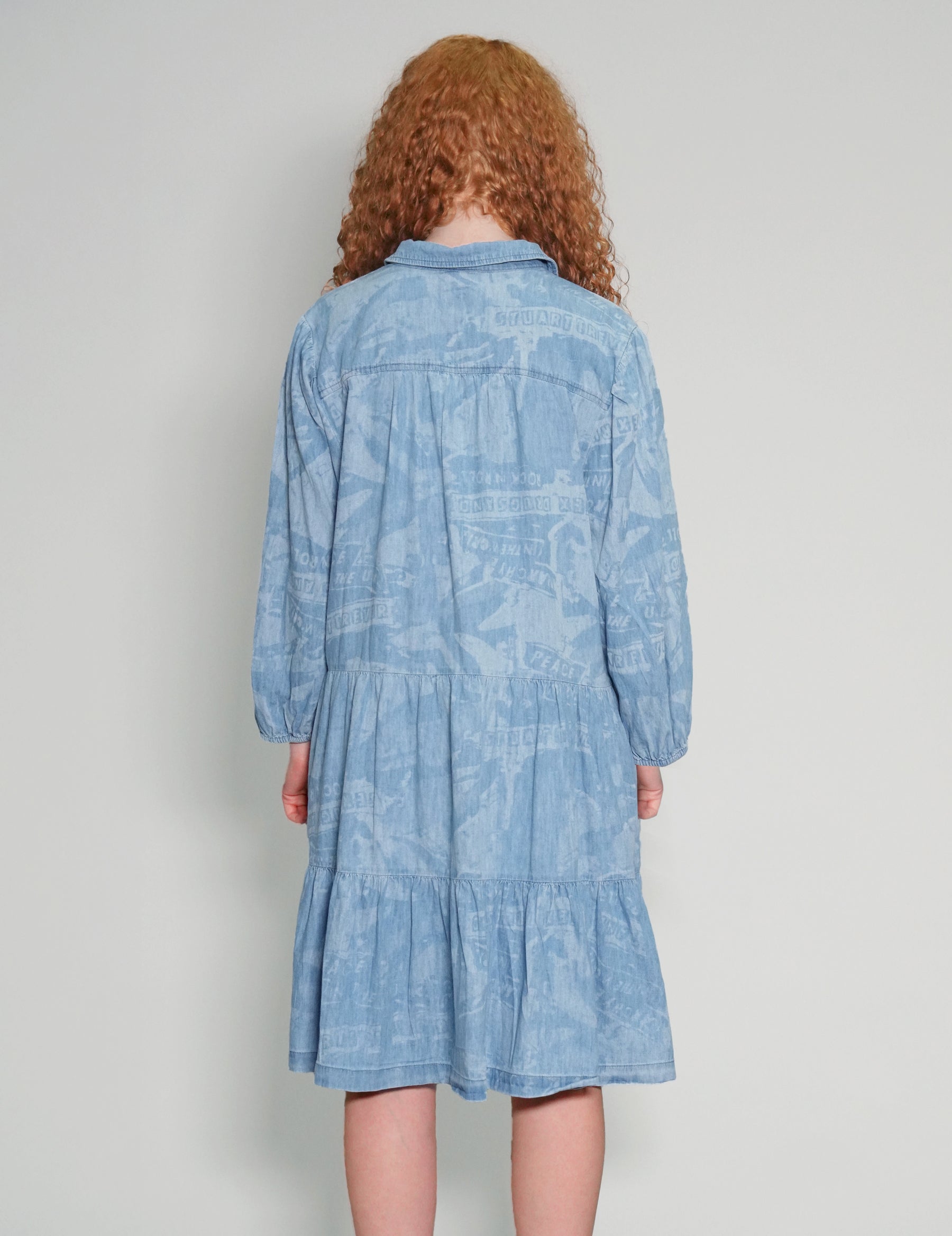 'Peace' Laser Printed Light Blue Dress