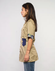 Tropical Patch Military Shirt in Khaki