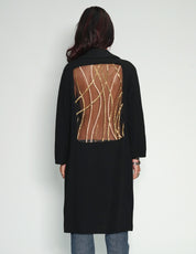 Party Back Coat - Gold Lines Sequin - Black