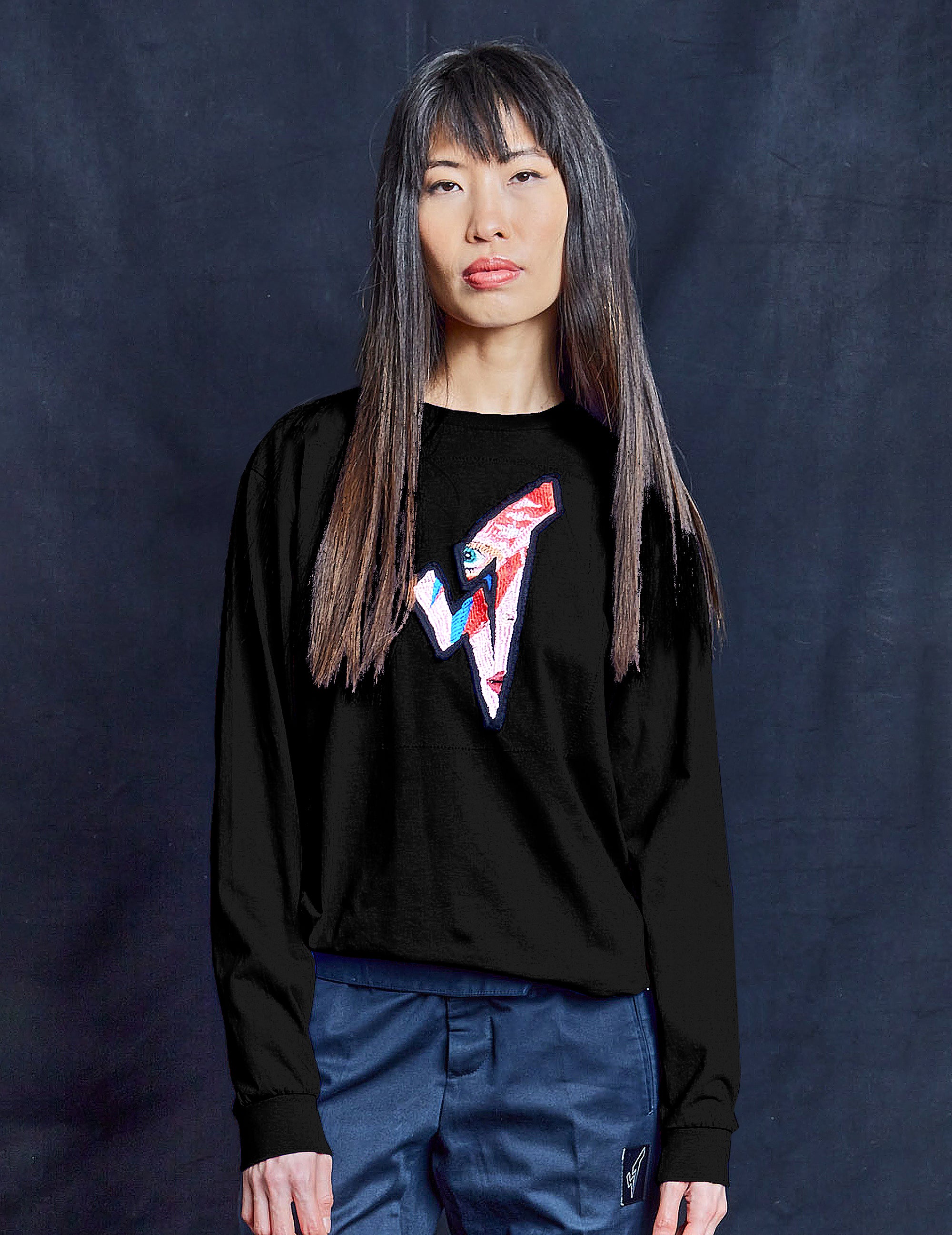 ST Aladdin Sane Long Sleeve Logo Tee in Black