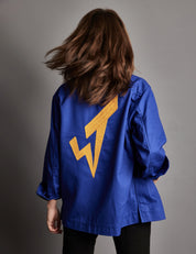 Cotton Workshirt with ST Embroidered in Electric Blue