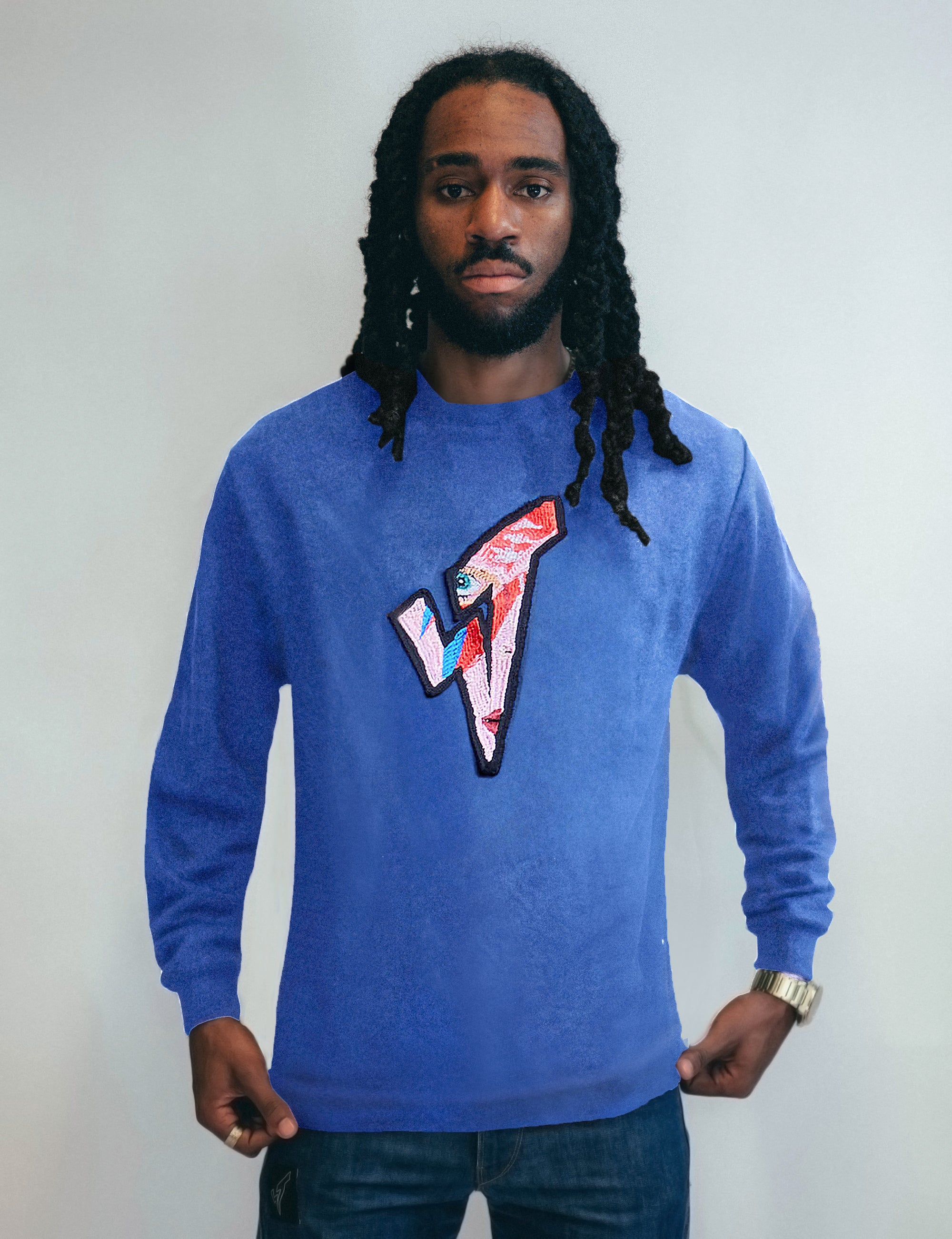 ST Aladdin Sane Long Sleeve Logo Tee in Blue