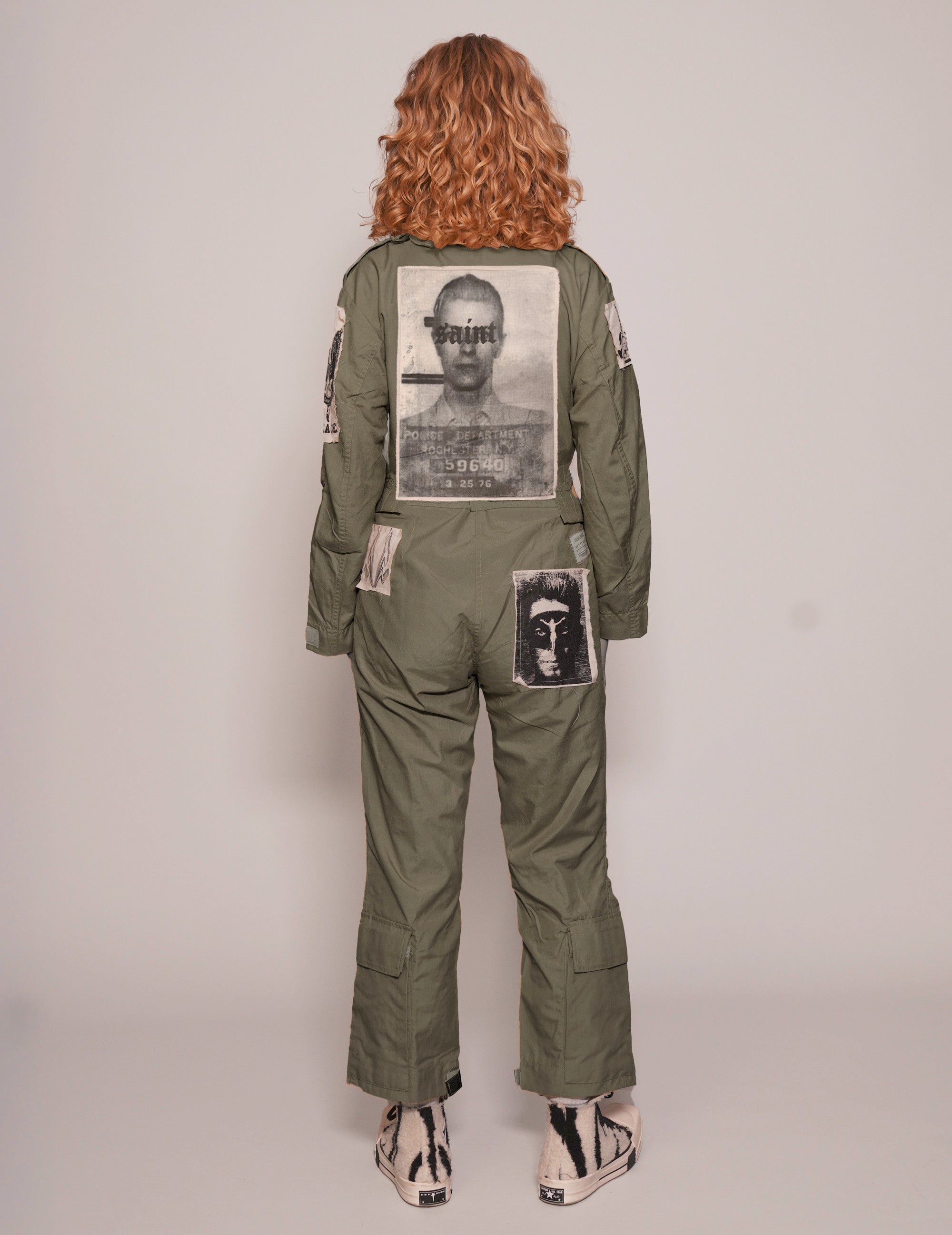 Patched Khaki Jumpsuit