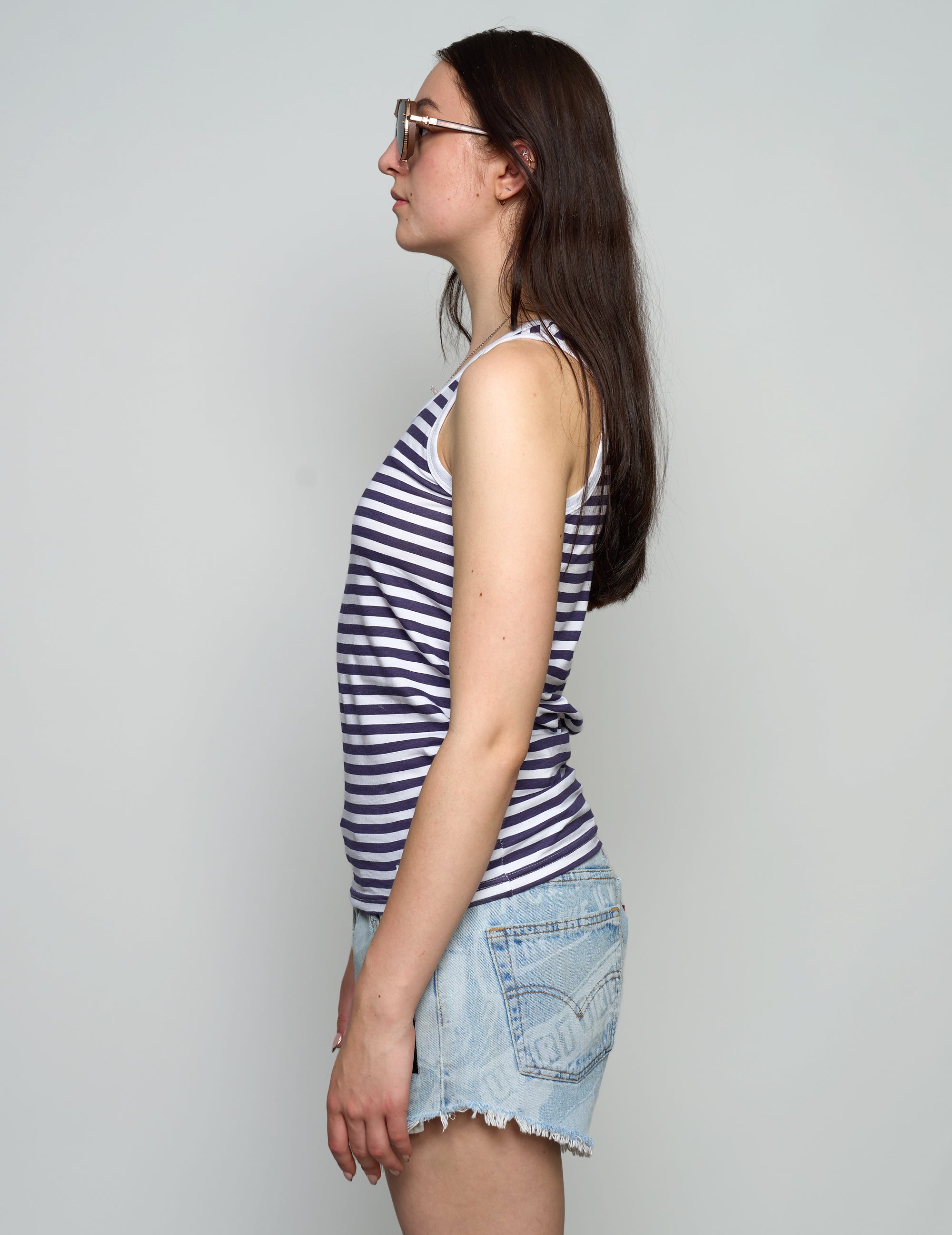 Vintage Marine T-Shirt mit blauen Streifen