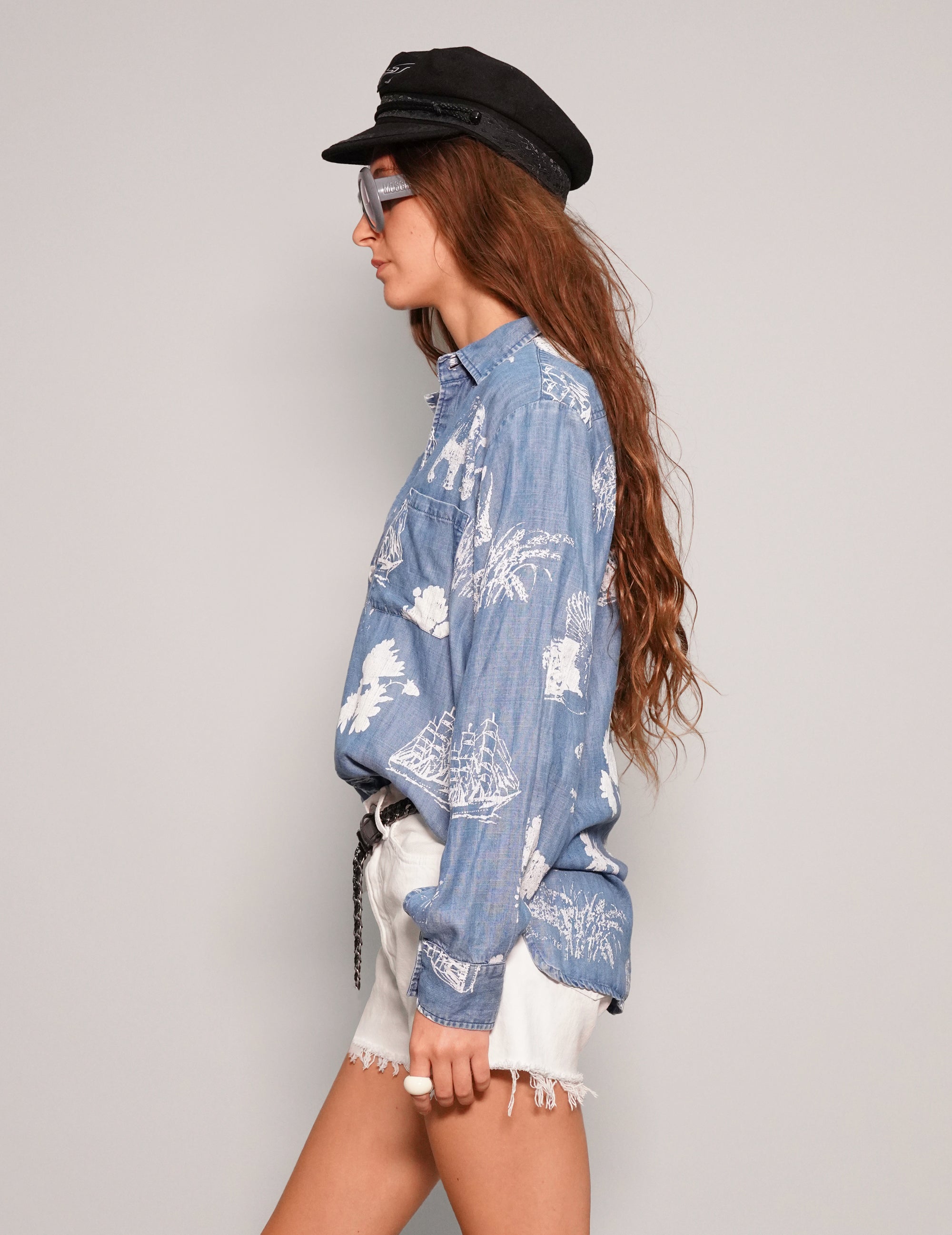 Chemise en jean à imprimé safari