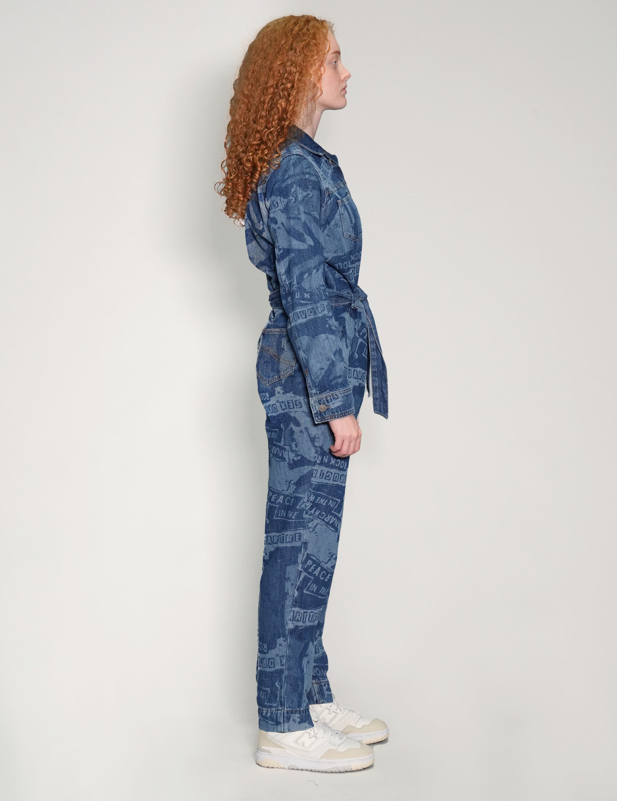 Women's Vintage Denim Jumpsuit with Laser Print | Stuart Trevor
