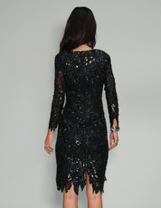 Hand Beaded and Sequinned Evening Dress - Black