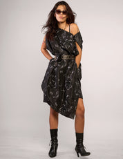 The Pirate Dress – Black Silver Floral Embroidery