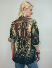 Party Back Shirt - Gold Star Sequin - Long Sleeve Camo