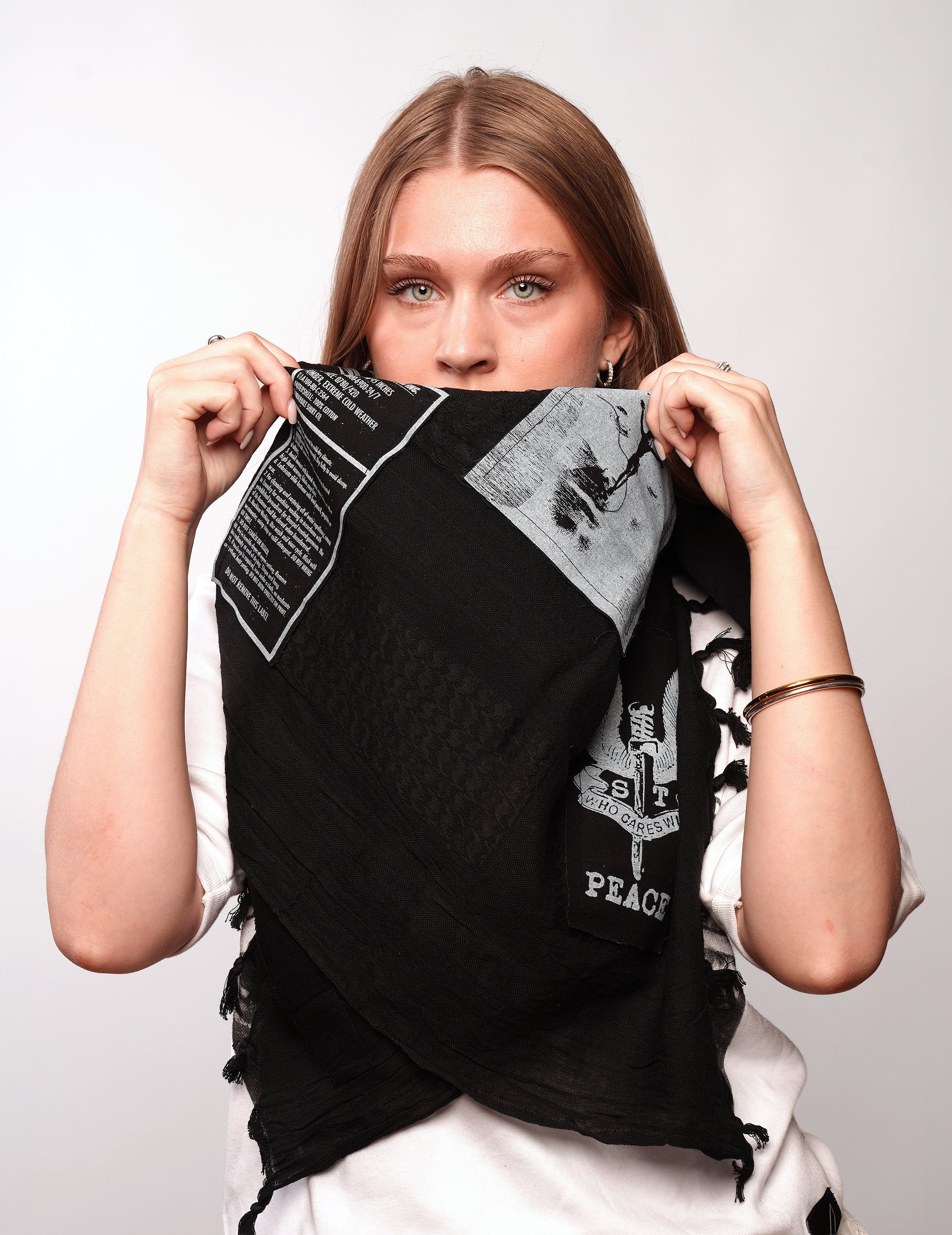 The Riot Patched Scarf in Plain Black