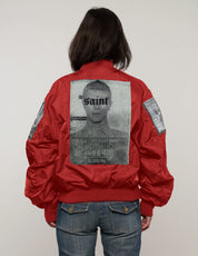 MA-1 Light Weight Patched Bomber Jacket in Red