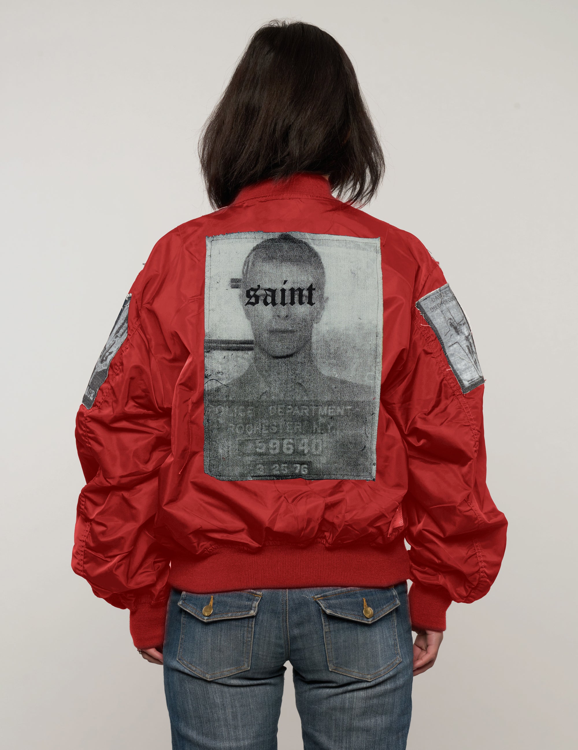 MA-1 Light Weight Patched Bomber Jacket in Red