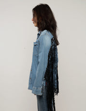 Party Back Sequinned Tassel Denim Shirt