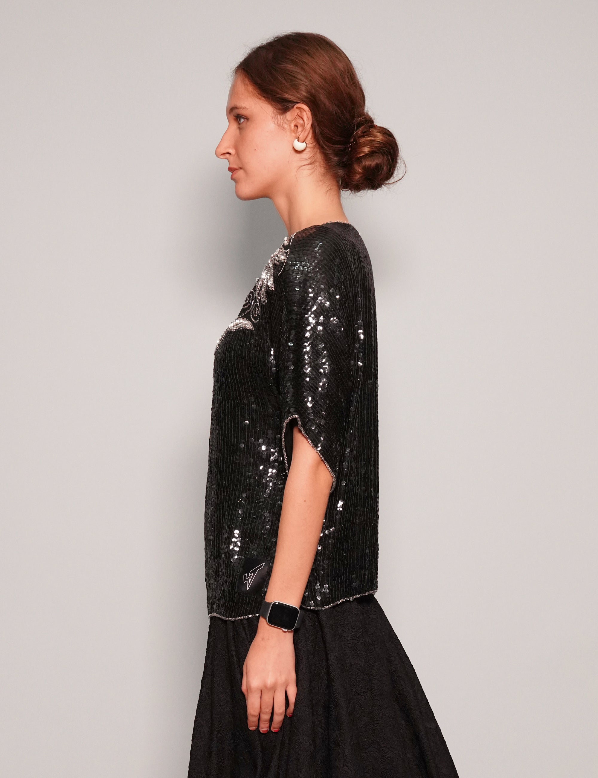 Women's Vintage Black Sequin Top | Stuart Trevor