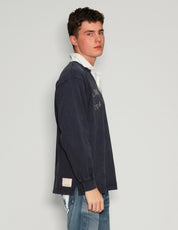 'Love Will Tear Us Apart' Rugby Shirt in Navy