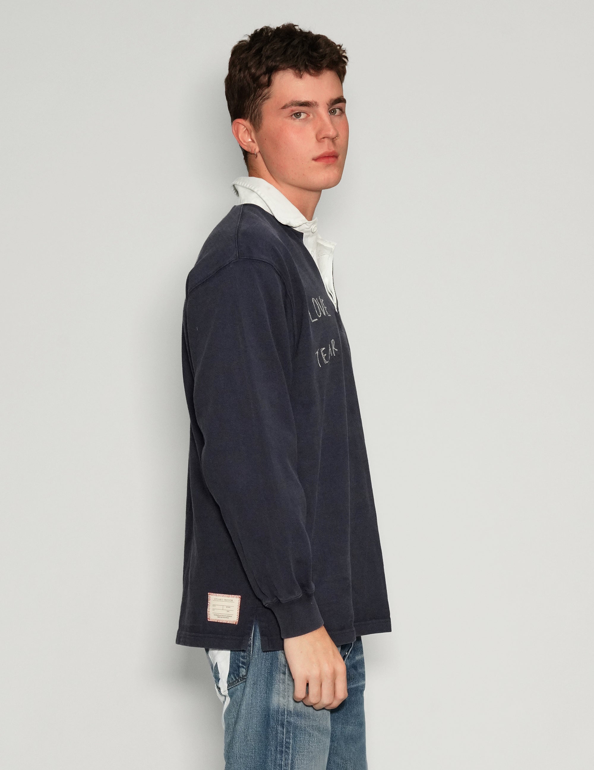 'Love Will Tear Us Apart' Rugby Shirt in Navy