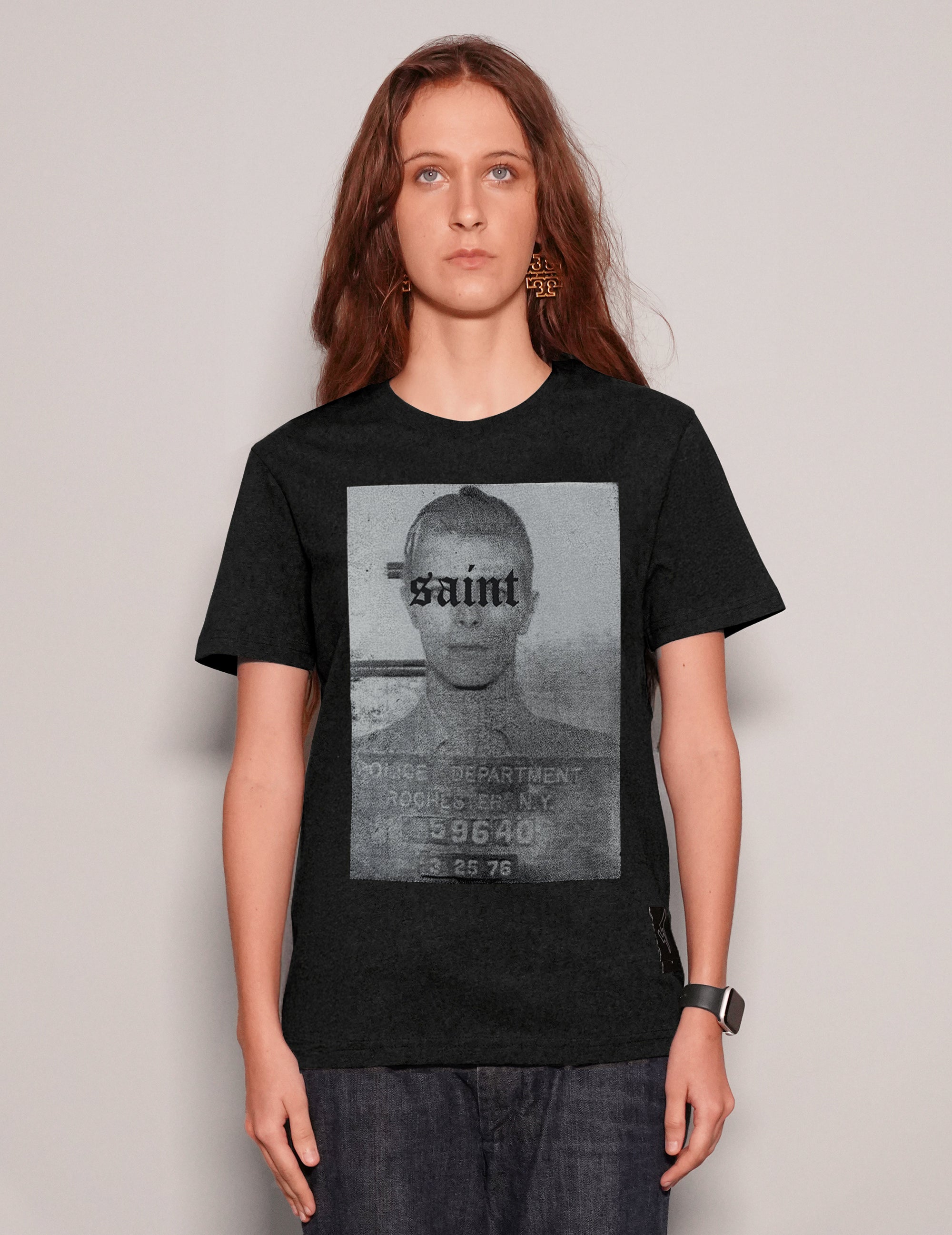 Women's Graphic T-Shirt with David Bowie Print in Black | Stuart Trevor