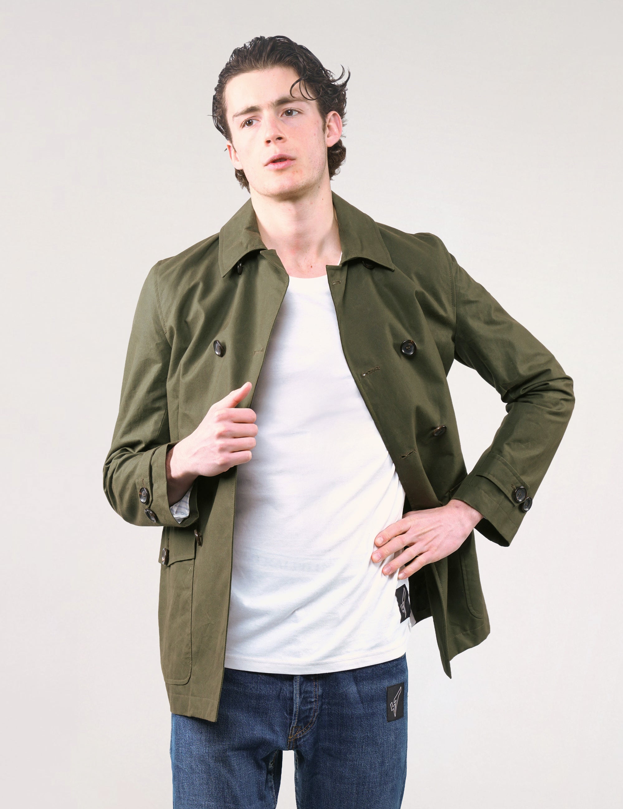 Vintage Oliver Spencer Peacoat in Khaki