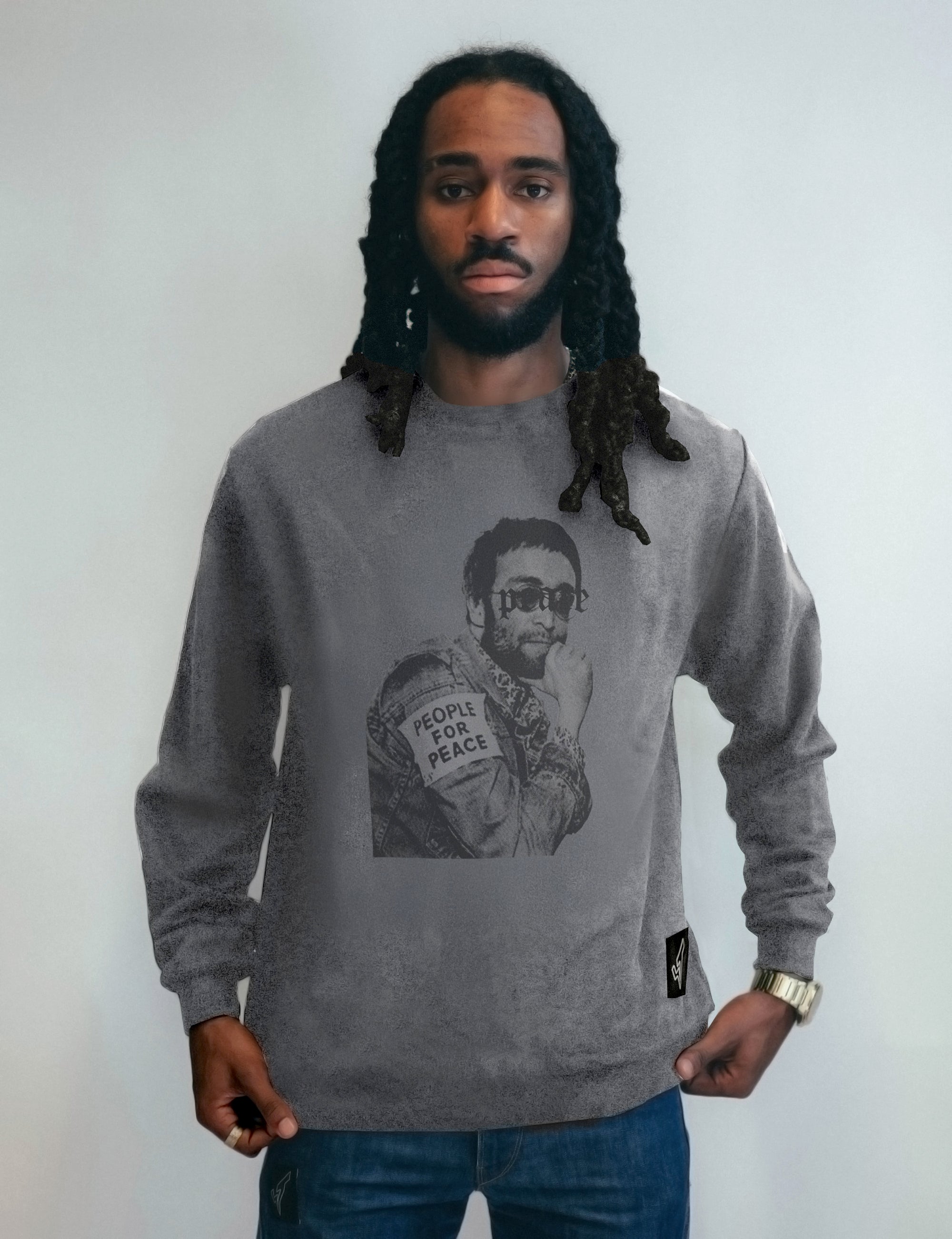 John Lennon "People for Peace" Sweatshirt in Grey