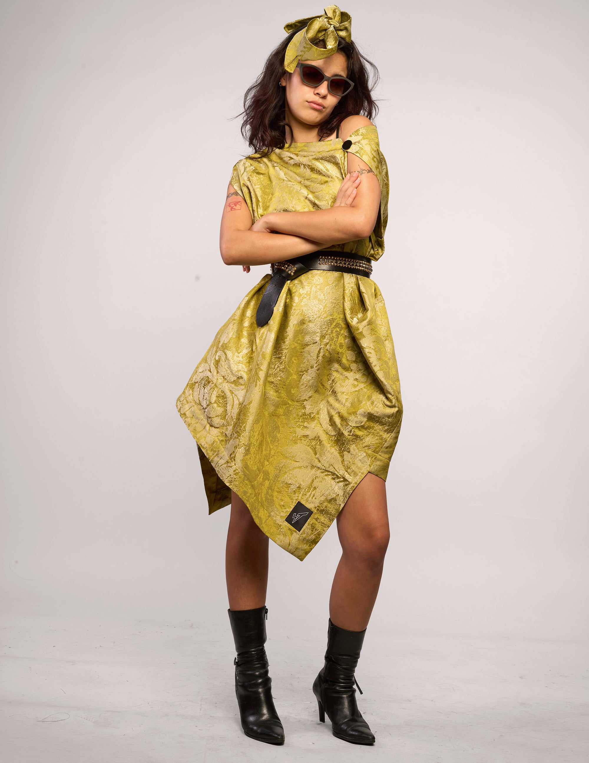 The Pirate Dress – Chartreuse Floral Jacquard