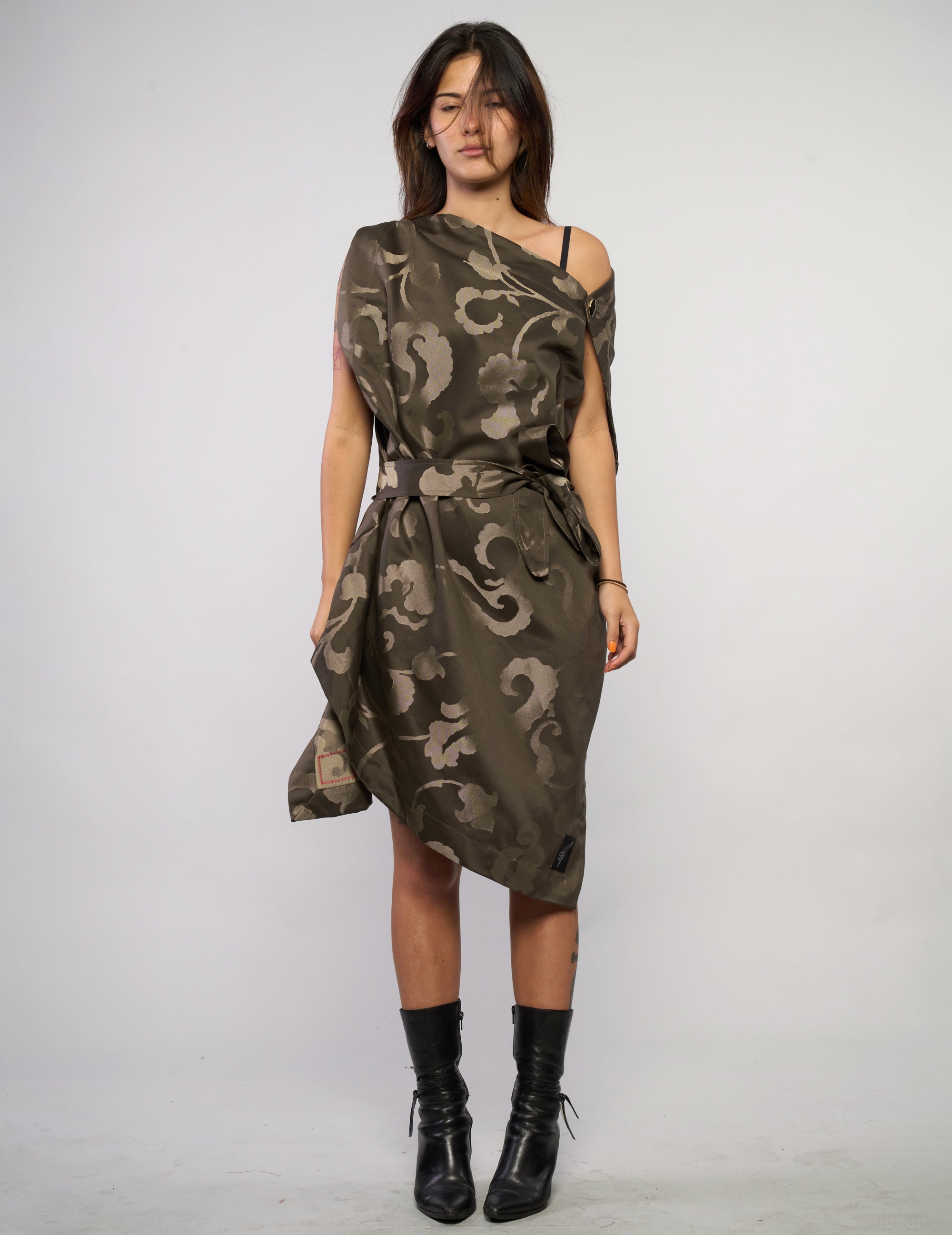 The Pirate Dress – Olive Barogue Jacquard