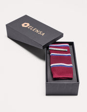 Elensa Silk Tie - Burgundy Stripe