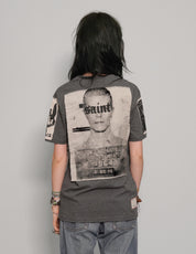 'Saint' Multipatch T-Shirt in Grey