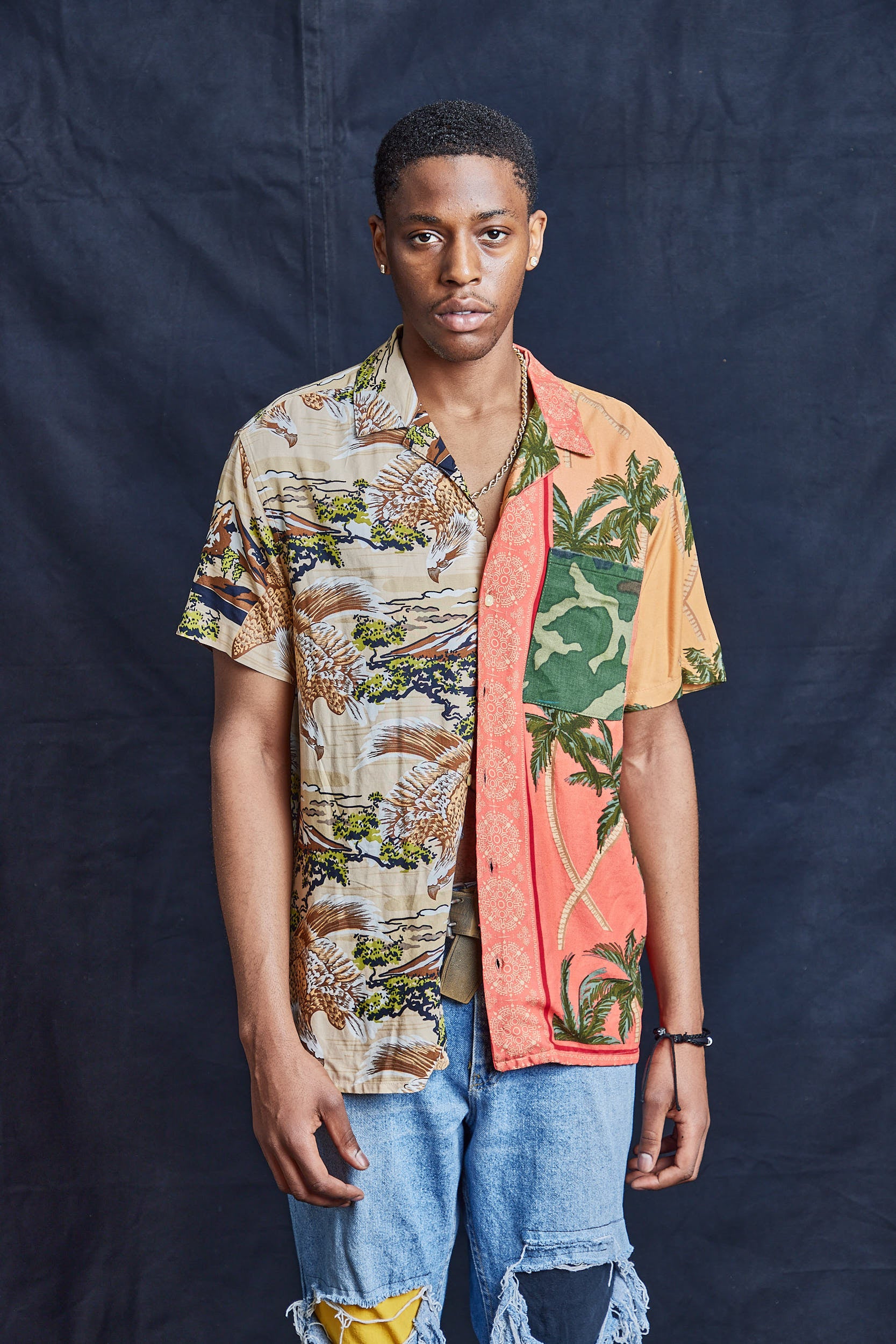 50/50 Hawaiian Shirt - Camo Palms