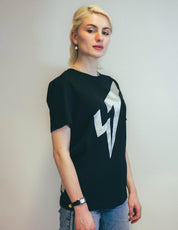 Silver ST Logo T-Shirt in Black