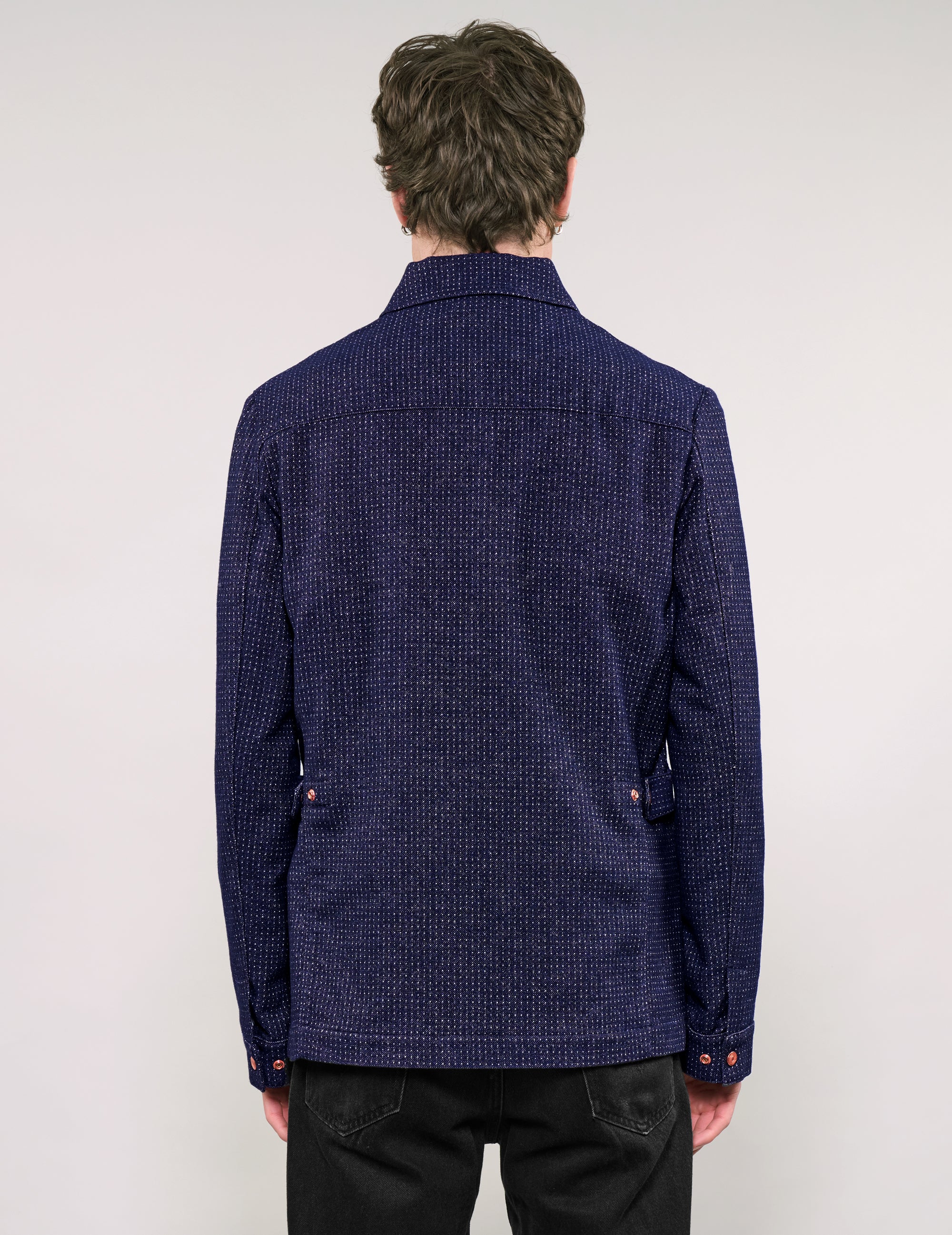 IMMORTAL Monaco Car Coat in Navy Micro Dot